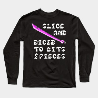 Slice And Diced To Bits And Pieces, v. Code Pink Wht Text Long Sleeve T-Shirt